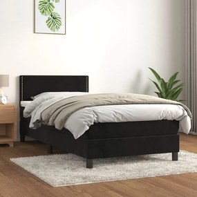 Giroletto A Molle Con Materasso Nero 90x190 Cm İn Velluto /