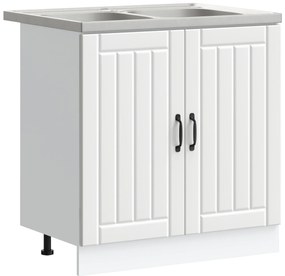 Armadio da cucina  &quot;&quot;lucca&quot;&quot; con doppi lavabi bianchi in legno ingegnerizzato