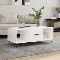 Tavolino da Salotto Bianco Lucido 102x50x40cm Legno Multistrato 829270