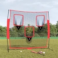 Rete Baseball Portatile Nera e Rossa 183x105x183 cm Poliesterecod mxl 73377