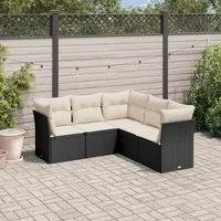 Set Divani da Giardino 5 pz con Cuscini in Polyrattan Nero 3249455