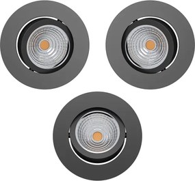 Eglo 902281 - Set da 3 lampade LED dimmerabili da incasso SALICETO, 6,4 W, 230 V, Ø 8,8 cm, nero