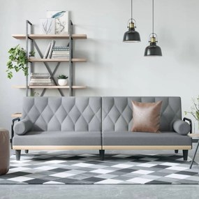 Divano Letto Con Braccioli Grigio Chiaro İn Tessuto /