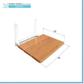 Sedile doccia a muro con seduta pieghevole 35x32 in legno di larice