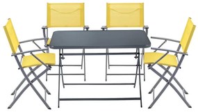 Set tavolo e sedie Emys NATERIAL in acciaio giallo per 4 persone