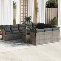 Set Divani da Giardino 11 pz con Cuscini in Polyrattan Grigio 3326231