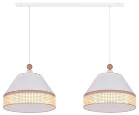 Duolla - Lampadario a sospensione con filo AVIGNON 2xE27/15W/230V bianco/rattan