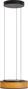 Lampada a sospensione moderna nera con stampa effetto legno di noce, LED integrato dimmerabile a 3 fasi, Easylift - Drew