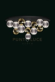 Brillante plafoniera nero opaco con sfere oro lucido, led 40w, lume...