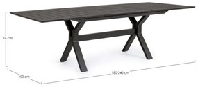 Tavolo allungabile da esterno Kenyon antracite 180-240x100 cm