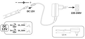 Striscia LED 5m LED/36W/12V 4000K