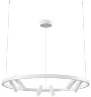 Lampadario A Sospensione Moderno Satellite Metallo Bianco Acrilico Luce Led 42W