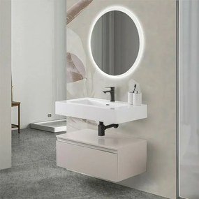 Lavabo sospeso in resina 80 cm bianco lucido Lodi