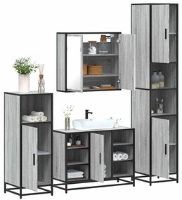 Set Mobili Da Bagno 4 Pz Grigio Sonoma İn Legno Multistrato /