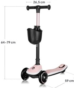 Lionelo - Monopattino per bambini MEY 3xAAA Pink Rose