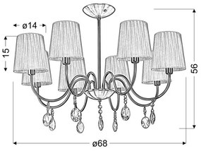Lampadario su palo SORENTO 8xE14/40W/230V nero