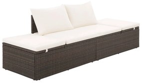 Lettino da giardino marrone 195x60 cm in polyrattan