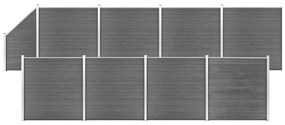 Pannelli Recinzione Wpc 8 Quadrati 1 Inclinato 1484x186cm Grigi /