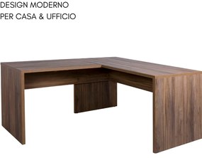 Scrivania Ufficio Angolare Pc Tavolo Porta Computer 2 Ripiani in Legno Rovere  cm 160/178x68x74