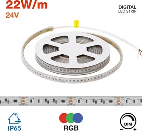 Striscia LED Digitale RGB 24V 22W/m RUNNING Professionale IP65 - 5 metri