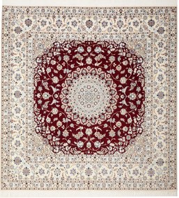 Nain Tappeto 210x200 Rosso (Iran) Annodato A Mano
