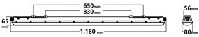 Plafoniera LED Stagna 120cm 36W, 4.300lm (120lm/W) Colore  Bianco Naturale 4.000K