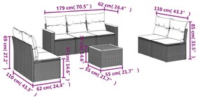 Set Divani da Giardino con Cuscini 8 pz Nero in Polyrattan