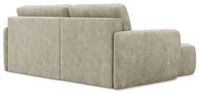 Divano angolare beige allungabile/con contenitore (con penisola a sinistra/con chaise lounge) con rivestimento in ciniglia Lilo – Makamii