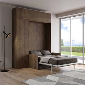 Letto a scomparsa una piazza e mezza 120 cm con mobili Noce KENTARO SOFŔ