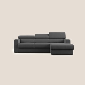Dylan divano angolare con pouf estraibile poggiapiedi in tessuto simil cotone impermeabile T13