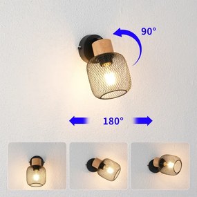 Brilagi - Faretto da parete BASKLITE 1xE27/15W/230V legno di hevea/nero
