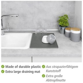 Tappetino scolapiatti grigio in gomma 40x30 cm Maxi – Wenko