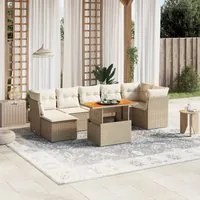 Set Divano da Giardino 8 pz con Cuscini Beige in Polyrattan 3270946