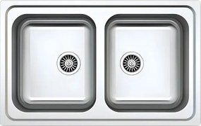 Lavello incasso 2 vasche 79x50 cm acciaio inox