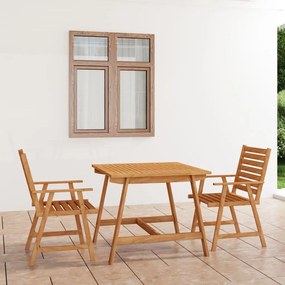 Set da pranzo da giardino 3 pz in legno massello di acacia