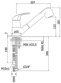 Paffoni apollo 3 miscelatore lavello cucina monoforo con doccetta estraibile 2 getti cromo