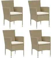 Sedie da Pranzo per Giardino 4 pz in Polyrattan Beige 310564