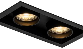 Set di 6 Faretti da Incasso Moderni Neri Orientabili a 2 Luci - Roof