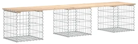 Panca giardino design gabbione 203x44x42 cm legno massello pino