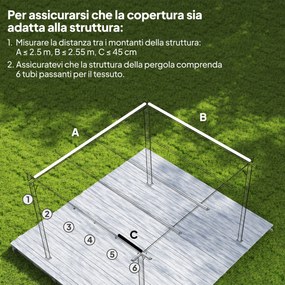 Telo per Pergola 250x255 cm con 10 Fori di Drenaggio in Poliestere Marrone Chiaro...