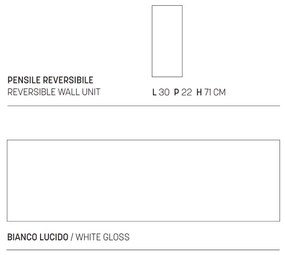 Pensile sospeso reversibile 30 x 71 cm GIGLIO Bianco Lucido