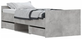 Giroletto con testiera e pediera grigio cemento 75x190 cm