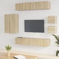 Set Mobili Porta TV 8pz Rovere Sonoma in Legno Multistrato cod mxl 11920