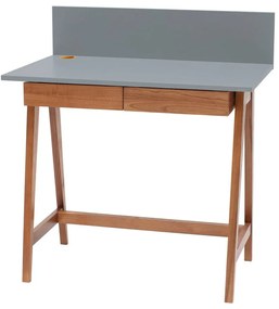 Scrivania grigia con base in frassino, lunghezza 85 cm Luka Oak - Ragaba