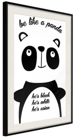 Poster  Tolerant Panda  Cornice Quadri Cornice nera con pass-partout, Larghezza x Altezza Home decor 30x45