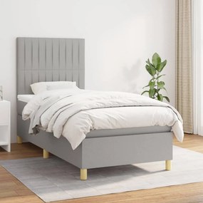 Giroletto A Molle Con Materasso Grigio Chiaro 90x200 Cm Tessuto /