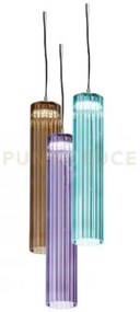 Lampadario sospensione itala 3 vetri fume' violet e acquamarine fin...