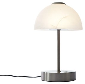 Lampada da tavolo di design in acciaio con vetro opale con LED dimmerabile - Joya