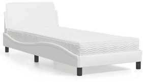 Letto Con Materasso Bianco 90x190 Cm İn Similpelle /