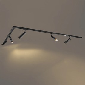 Sistema di illuminazione a binario moderno con 5 faretti neri monofase - Iconic Ivy